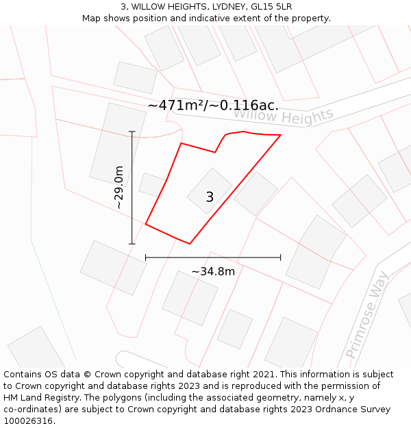 3, WILLOW HEIGHTS, LYDNEY, GL15 5LR: Plot and title map