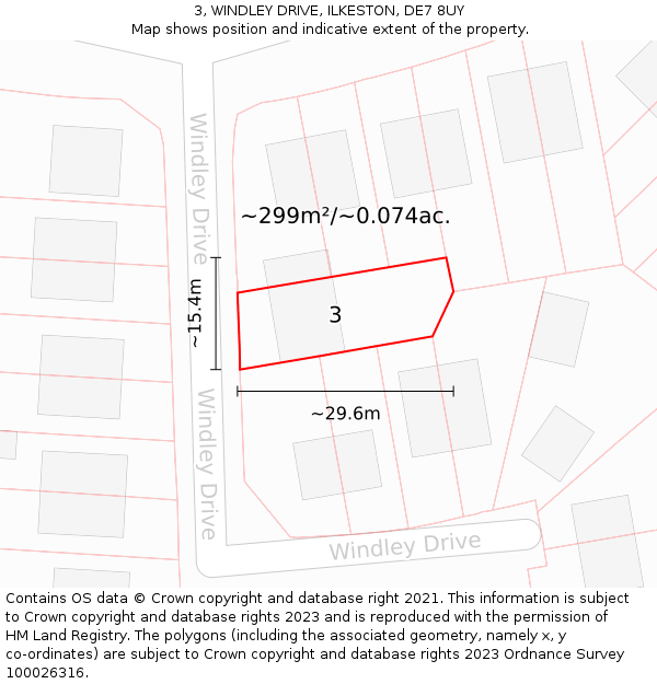 3, WINDLEY DRIVE, ILKESTON, DE7 8UY: Plot and title map
