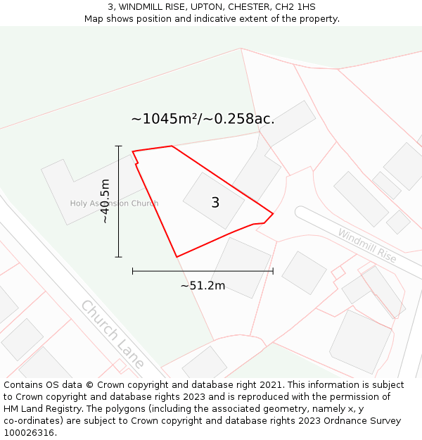 3, WINDMILL RISE, UPTON, CHESTER, CH2 1HS: Plot and title map