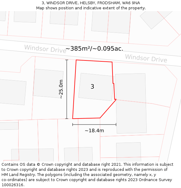 3, WINDSOR DRIVE, HELSBY, FRODSHAM, WA6 9NA: Plot and title map