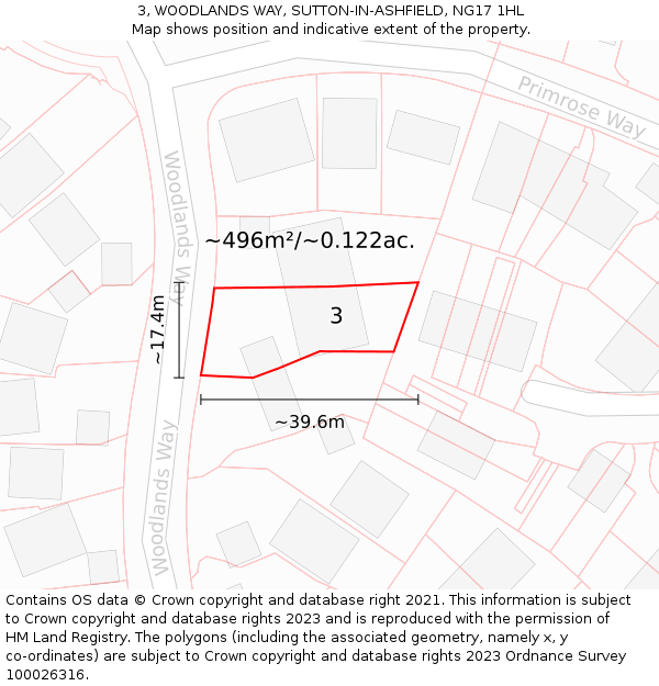 3, WOODLANDS WAY, SUTTON-IN-ASHFIELD, NG17 1HL: Plot and title map
