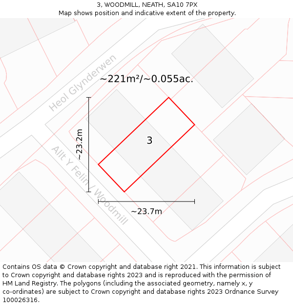 3, WOODMILL, NEATH, SA10 7PX: Plot and title map
