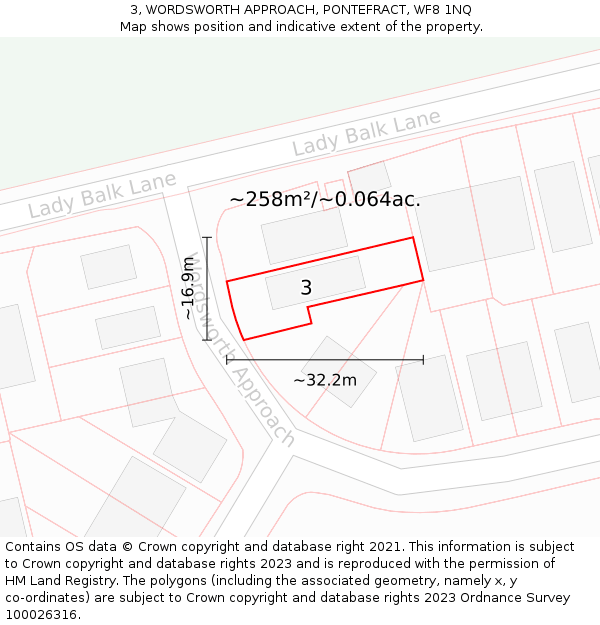 3, WORDSWORTH APPROACH, PONTEFRACT, WF8 1NQ: Plot and title map