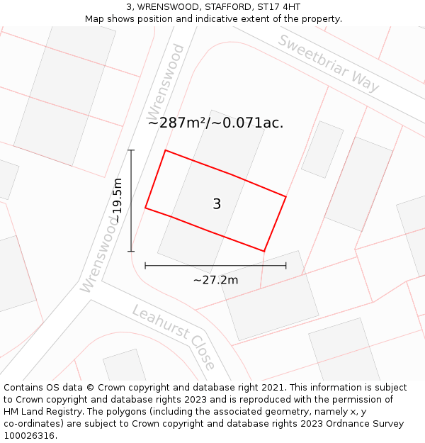 3, WRENSWOOD, STAFFORD, ST17 4HT: Plot and title map