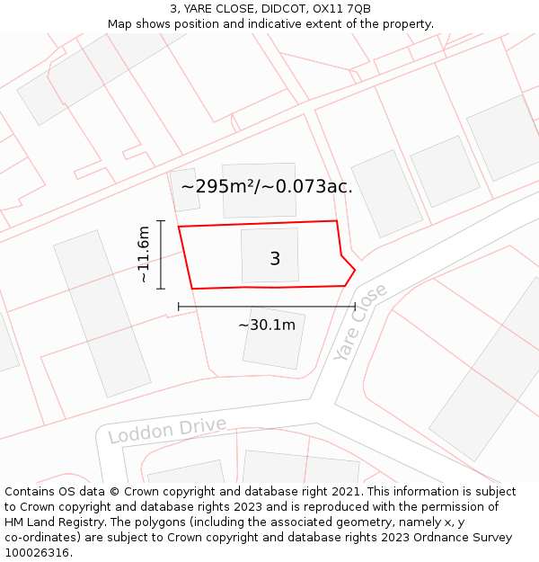 3, YARE CLOSE, DIDCOT, OX11 7QB: Plot and title map