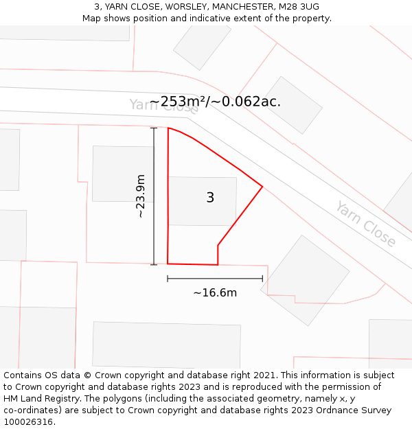 3, YARN CLOSE, WORSLEY, MANCHESTER, M28 3UG: Plot and title map
