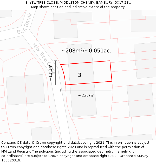 3, YEW TREE CLOSE, MIDDLETON CHENEY, BANBURY, OX17 2SU: Plot and title map