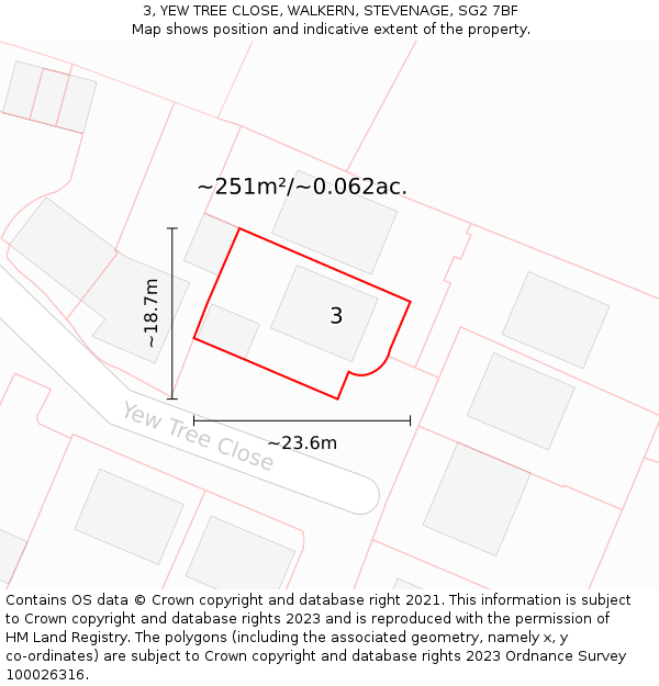 3, YEW TREE CLOSE, WALKERN, STEVENAGE, SG2 7BF: Plot and title map