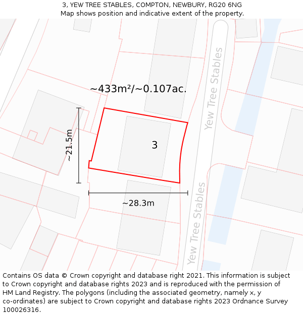 3, YEW TREE STABLES, COMPTON, NEWBURY, RG20 6NG: Plot and title map