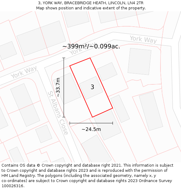 3, YORK WAY, BRACEBRIDGE HEATH, LINCOLN, LN4 2TR: Plot and title map