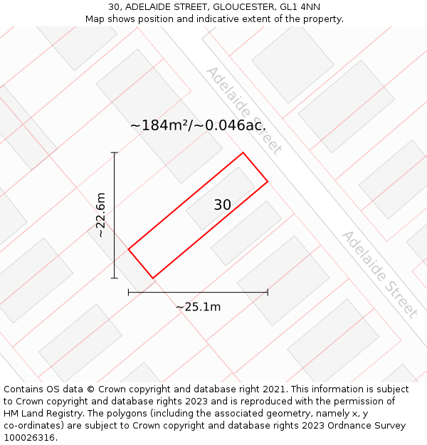 30, ADELAIDE STREET, GLOUCESTER, GL1 4NN: Plot and title map
