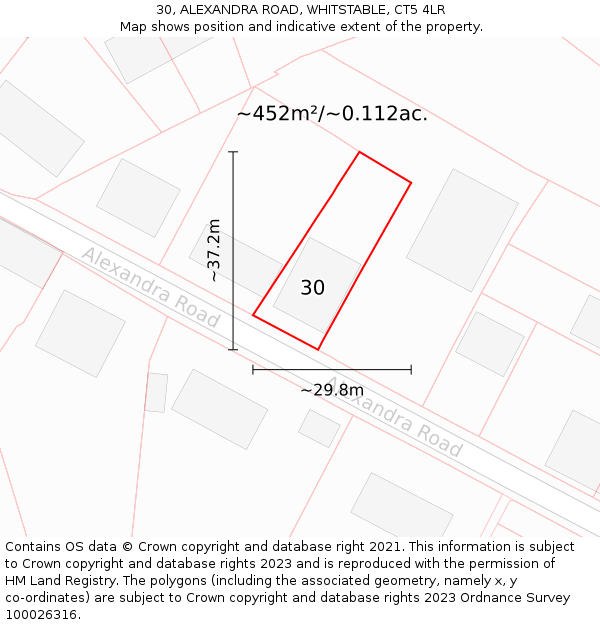 30, ALEXANDRA ROAD, WHITSTABLE, CT5 4LR: Plot and title map