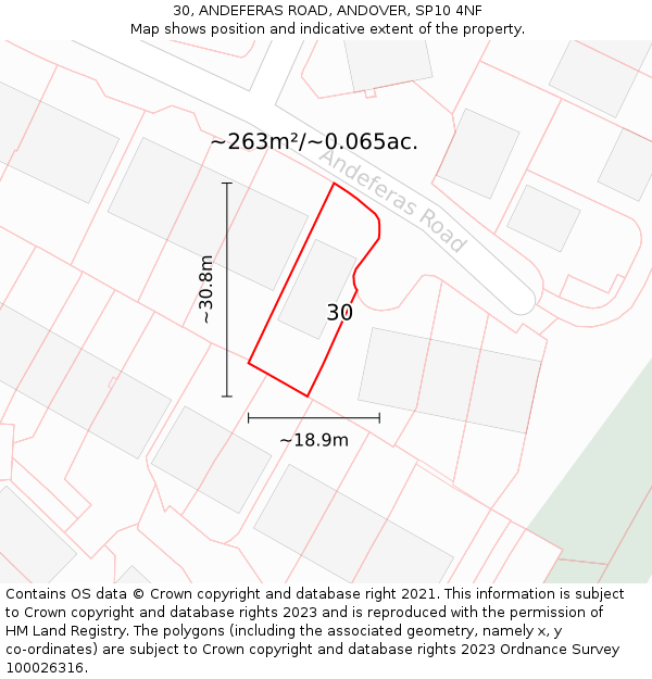 30, ANDEFERAS ROAD, ANDOVER, SP10 4NF: Plot and title map