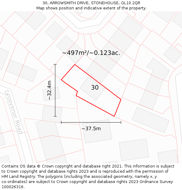 30, ARROWSMITH DRIVE, STONEHOUSE, GL10 2QR: Plot and title map
