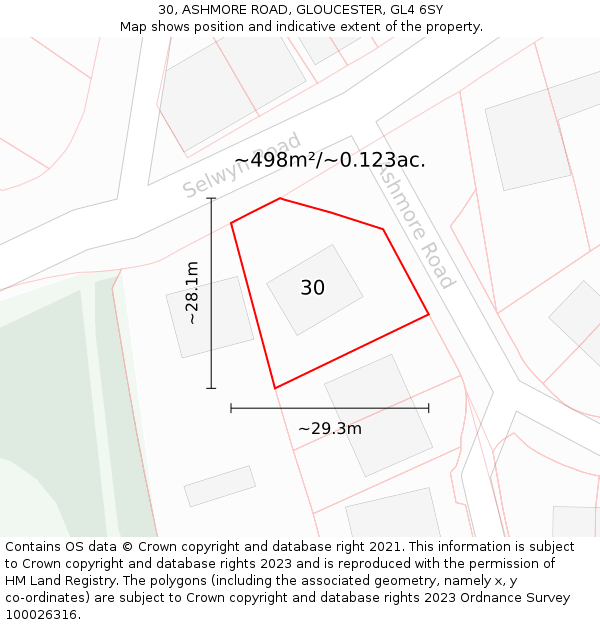 30, ASHMORE ROAD, GLOUCESTER, GL4 6SY: Plot and title map