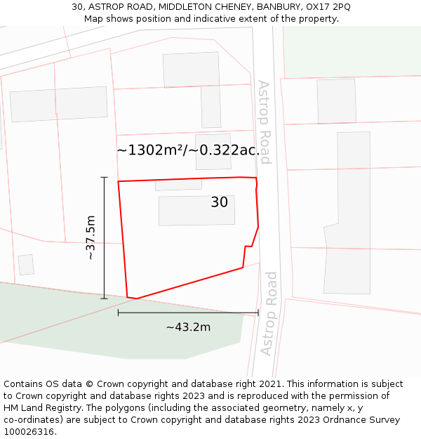 30, ASTROP ROAD, MIDDLETON CHENEY, BANBURY, OX17 2PQ: Plot and title map