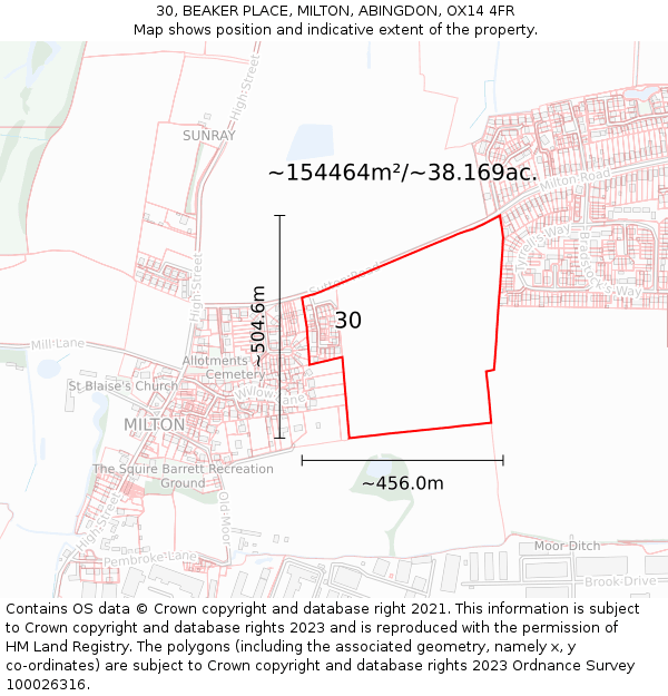 30, BEAKER PLACE, MILTON, ABINGDON, OX14 4FR: Plot and title map