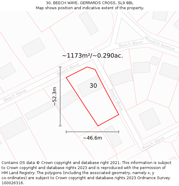 30, BEECH WAYE, GERRARDS CROSS, SL9 8BL: Plot and title map