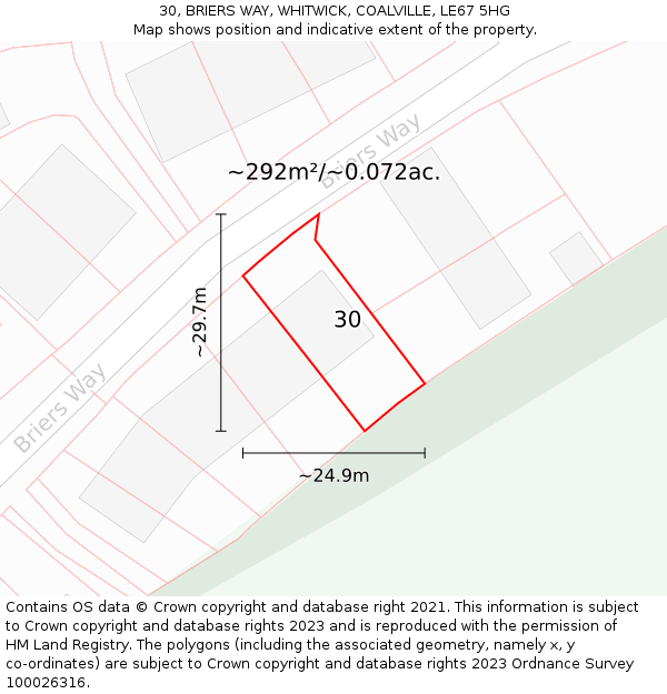30, BRIERS WAY, WHITWICK, COALVILLE, LE67 5HG: Plot and title map