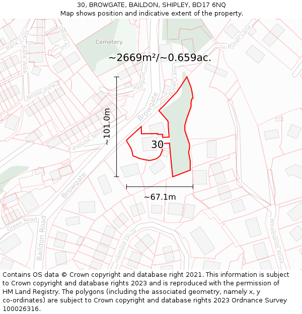 30, BROWGATE, BAILDON, SHIPLEY, BD17 6NQ: Plot and title map