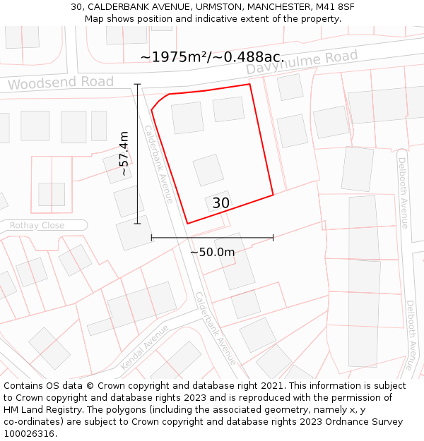 30, CALDERBANK AVENUE, URMSTON, MANCHESTER, M41 8SF: Plot and title map