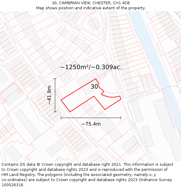 30, CAMBRIAN VIEW, CHESTER, CH1 4DE: Plot and title map