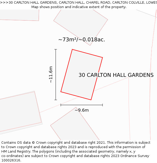 30 CARLTON HALL GARDENS, CARLTON HALL, CHAPEL ROAD, CARLTON COLVILLE, LOWESTOFT, NR33 8BL: Plot and title map