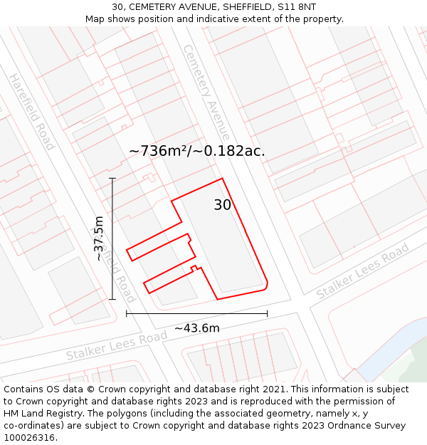 30, CEMETERY AVENUE, SHEFFIELD, S11 8NT: Plot and title map