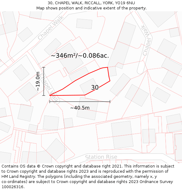 30, CHAPEL WALK, RICCALL, YORK, YO19 6NU: Plot and title map