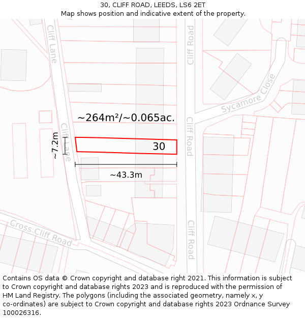 30, CLIFF ROAD, LEEDS, LS6 2ET: Plot and title map