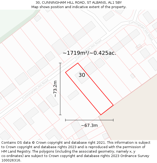 30, CUNNINGHAM HILL ROAD, ST ALBANS, AL1 5BY: Plot and title map