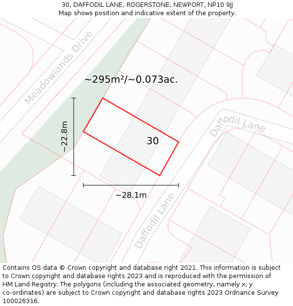 30, DAFFODIL LANE, ROGERSTONE, NEWPORT, NP10 9JJ: Plot and title map