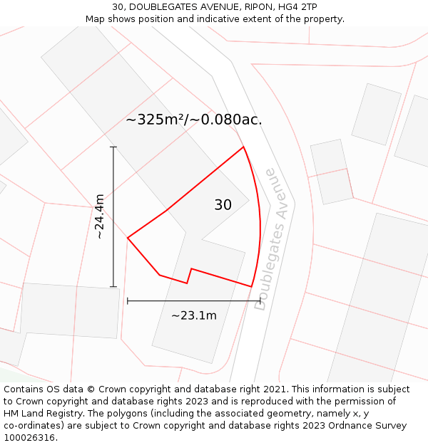 30, DOUBLEGATES AVENUE, RIPON, HG4 2TP: Plot and title map