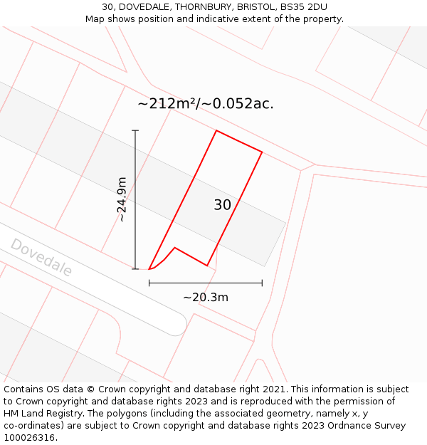 30, DOVEDALE, THORNBURY, BRISTOL, BS35 2DU: Plot and title map