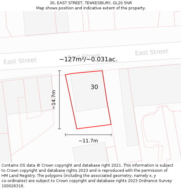 30, EAST STREET, TEWKESBURY, GL20 5NR: Plot and title map