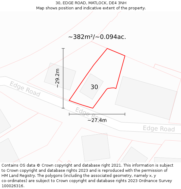 30, EDGE ROAD, MATLOCK, DE4 3NH: Plot and title map