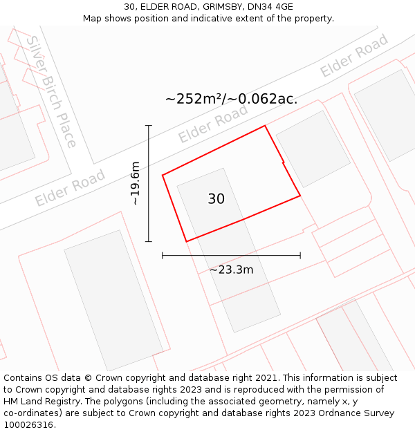 30, ELDER ROAD, GRIMSBY, DN34 4GE: Plot and title map