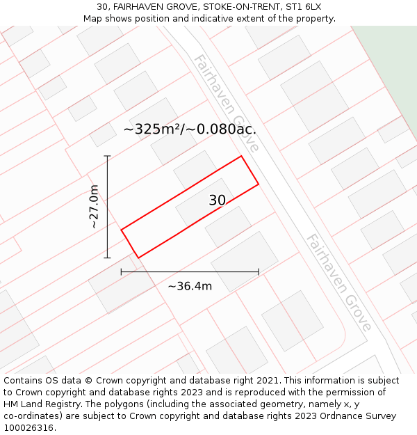 30, FAIRHAVEN GROVE, STOKE-ON-TRENT, ST1 6LX: Plot and title map