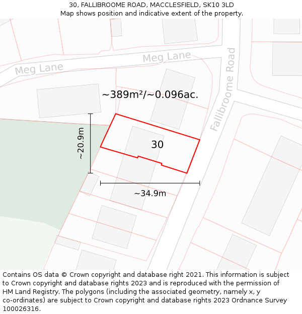30, FALLIBROOME ROAD, MACCLESFIELD, SK10 3LD: Plot and title map