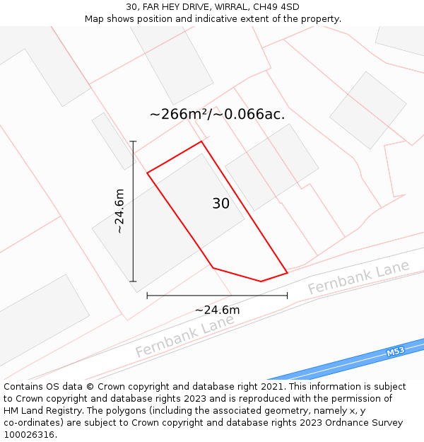 30, FAR HEY DRIVE, WIRRAL, CH49 4SD: Plot and title map