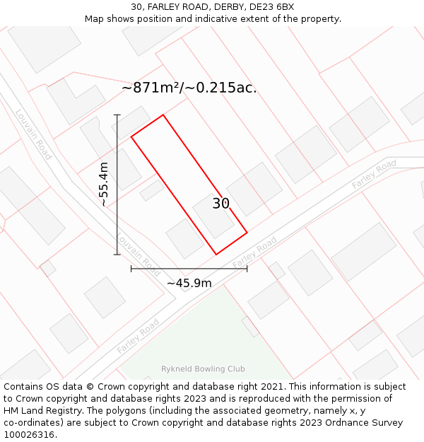 30, FARLEY ROAD, DERBY, DE23 6BX: Plot and title map