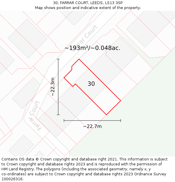 30, FARRAR COURT, LEEDS, LS13 3SP: Plot and title map