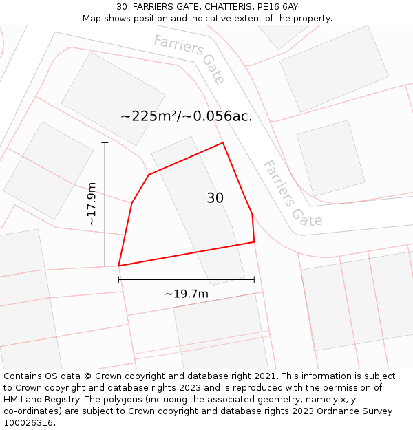 30, FARRIERS GATE, CHATTERIS, PE16 6AY: Plot and title map