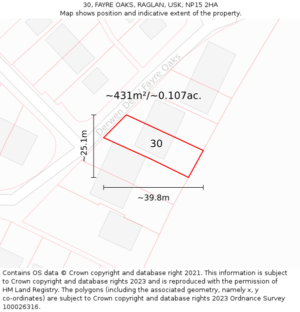 30, FAYRE OAKS, RAGLAN, USK, NP15 2HA: Plot and title map