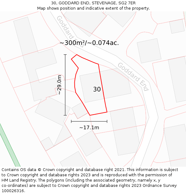 30, GODDARD END, STEVENAGE, SG2 7ER: Plot and title map