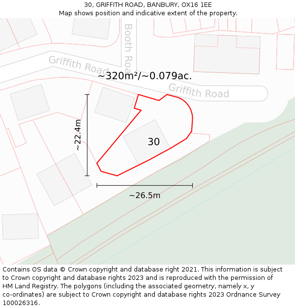 30, GRIFFITH ROAD, BANBURY, OX16 1EE: Plot and title map