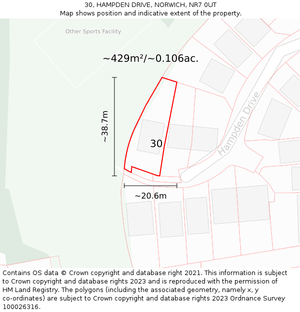 30, HAMPDEN DRIVE, NORWICH, NR7 0UT: Plot and title map