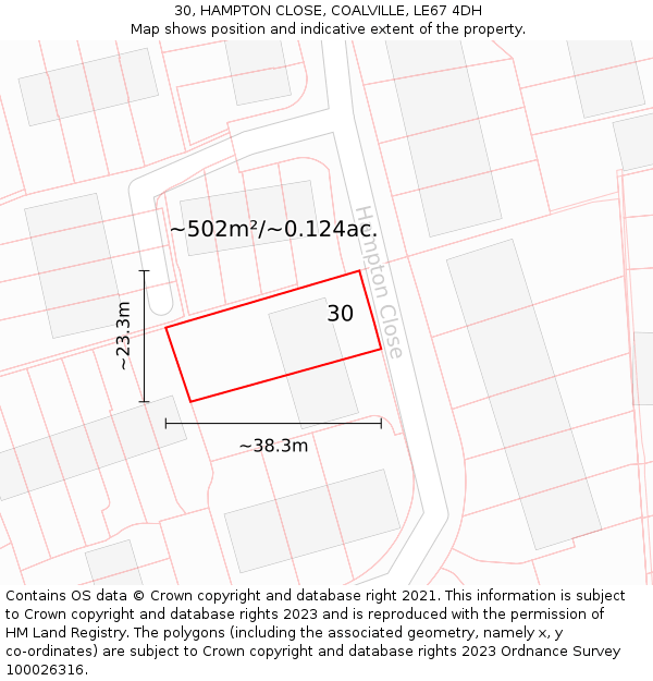 30, HAMPTON CLOSE, COALVILLE, LE67 4DH: Plot and title map