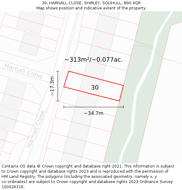 30, HARNALL CLOSE, SHIRLEY, SOLIHULL, B90 4QR: Plot and title map