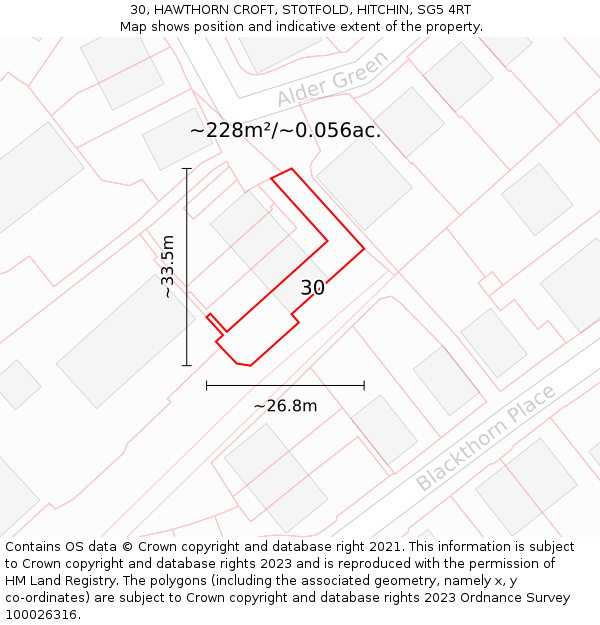 30, HAWTHORN CROFT, STOTFOLD, HITCHIN, SG5 4RT: Plot and title map
